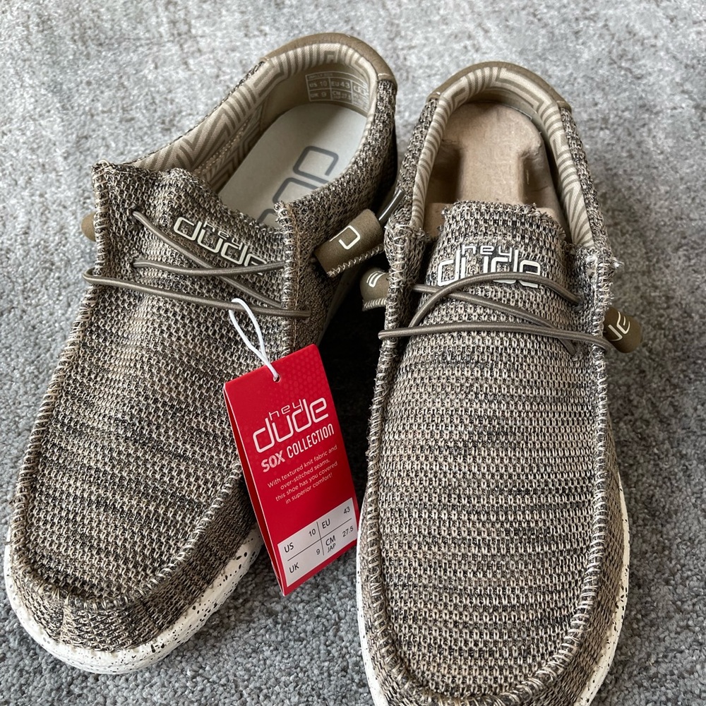 NWT Hey Dude size 10 brown slip ons